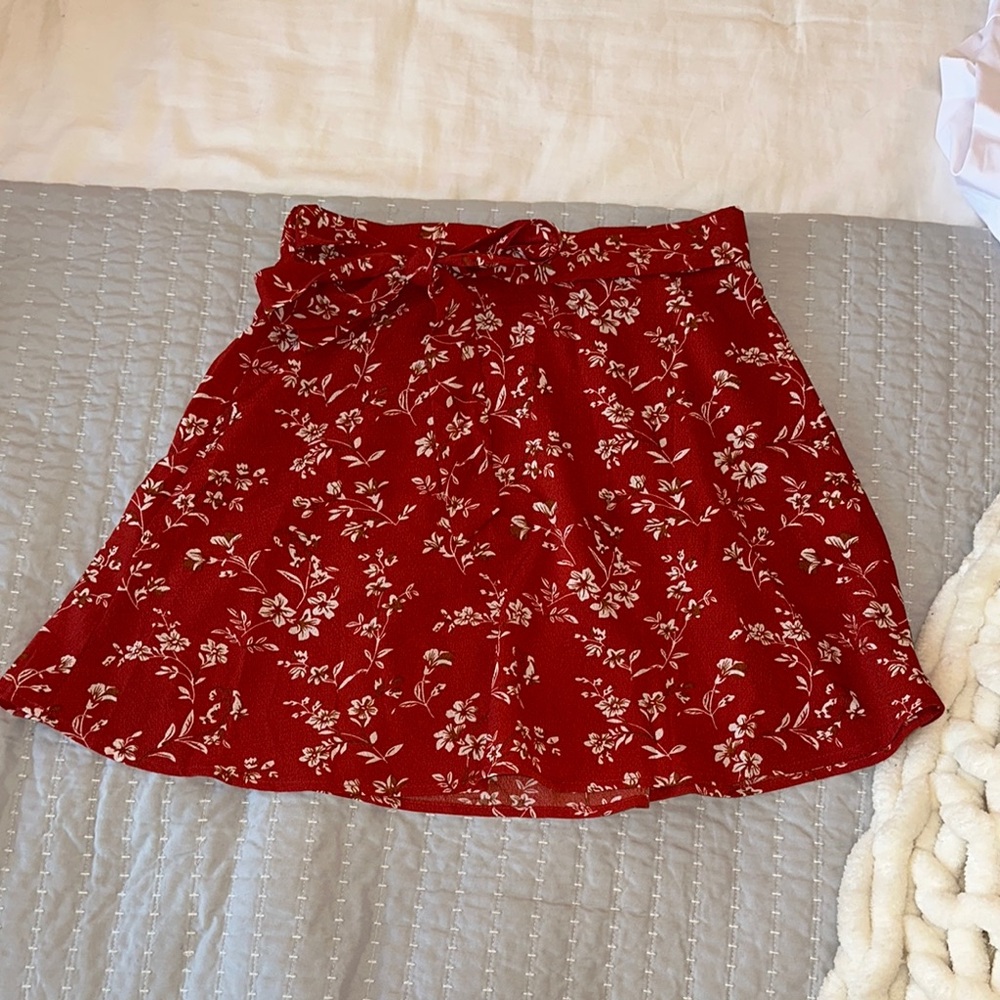 Floral Red Skirt